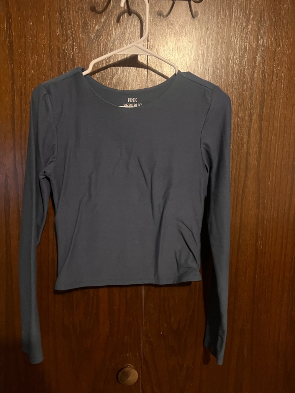 Pink Republic Navy Long-Sleeve Crew Crop Top